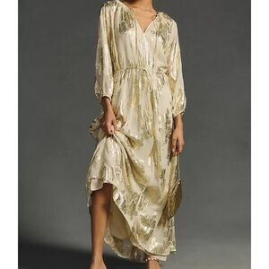 Elegant Cream Floral Maxi Dress